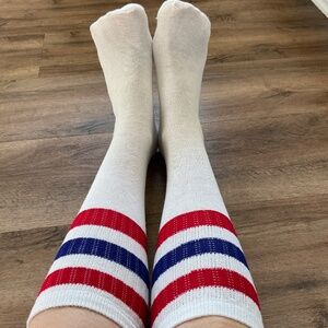 Women’s Socks White Striped Used Worn Good Condition